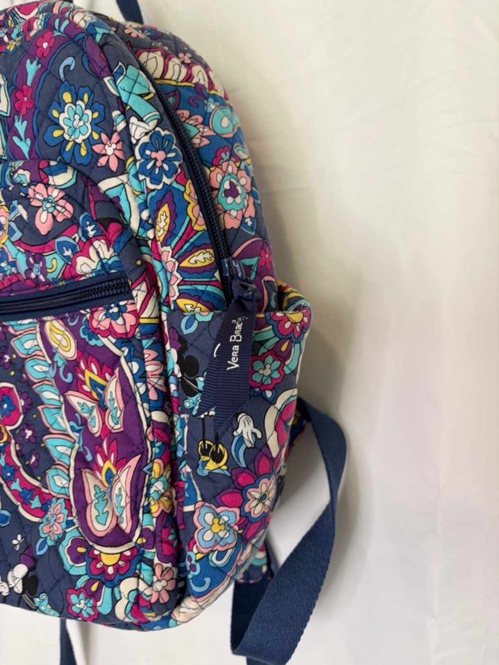Disney Vera Bradley Navy Multi Paisley Floral Mini Backpack - Picture 4 of 9